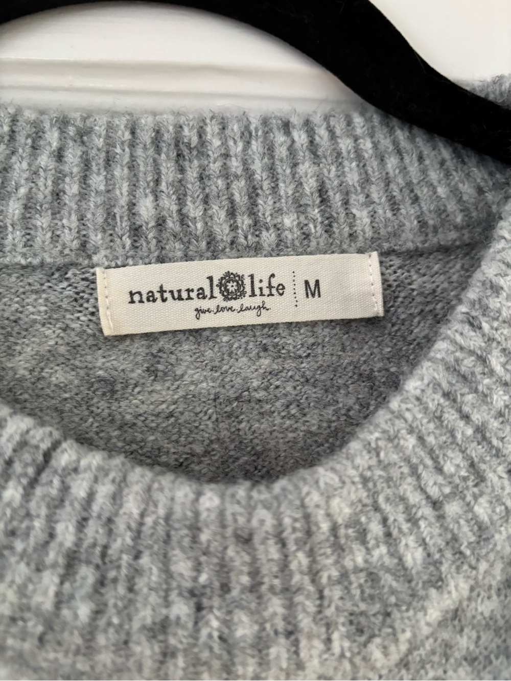 NATURAL LIFE Gray Crewneck Sweater with Multicolor Floral Motif - Picture 3 of 3
